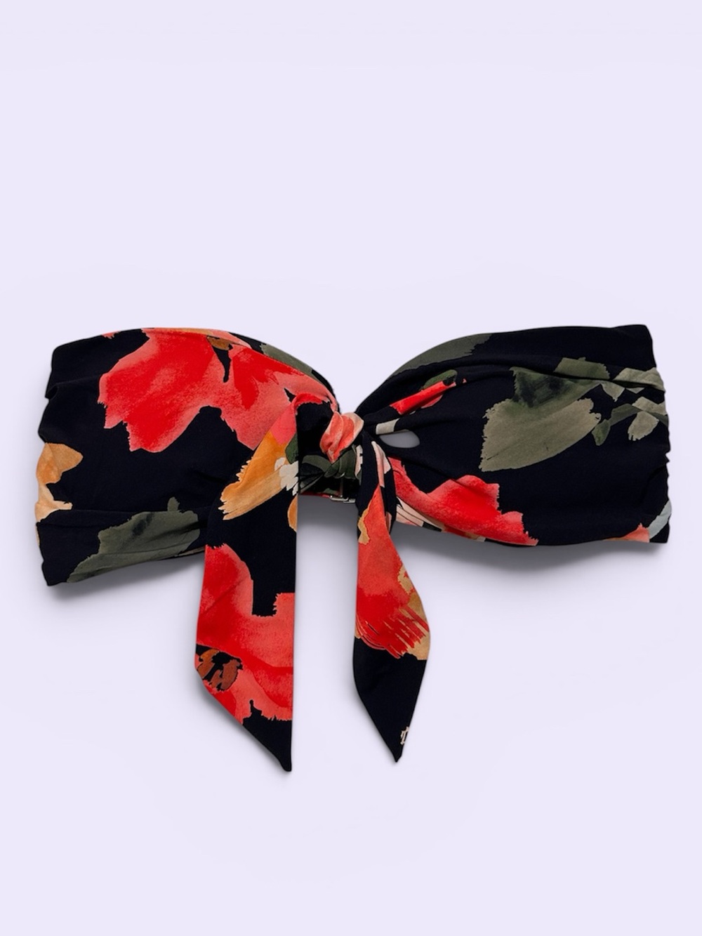 Seafolly Bandeau Bikini Top Swimsuit Floral Knot Front Blue Red Size Medium 8